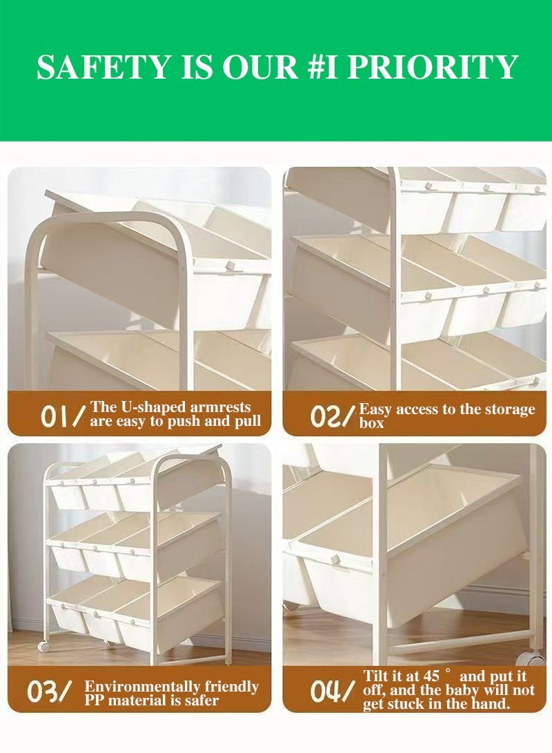 Rawa This 4-tiered toy storage unit features 12 removable compartments, making it suitable both as a bookshelf for young children and a toy organizer. This modern-style toy rack is perfect for use in children’s bedrooms, playrooms, and nurseries. - Image 5